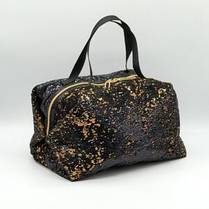 LESPORTSAC Platinum Sherry Small Passerby Satchel Womens Black Gold Sequin Glam